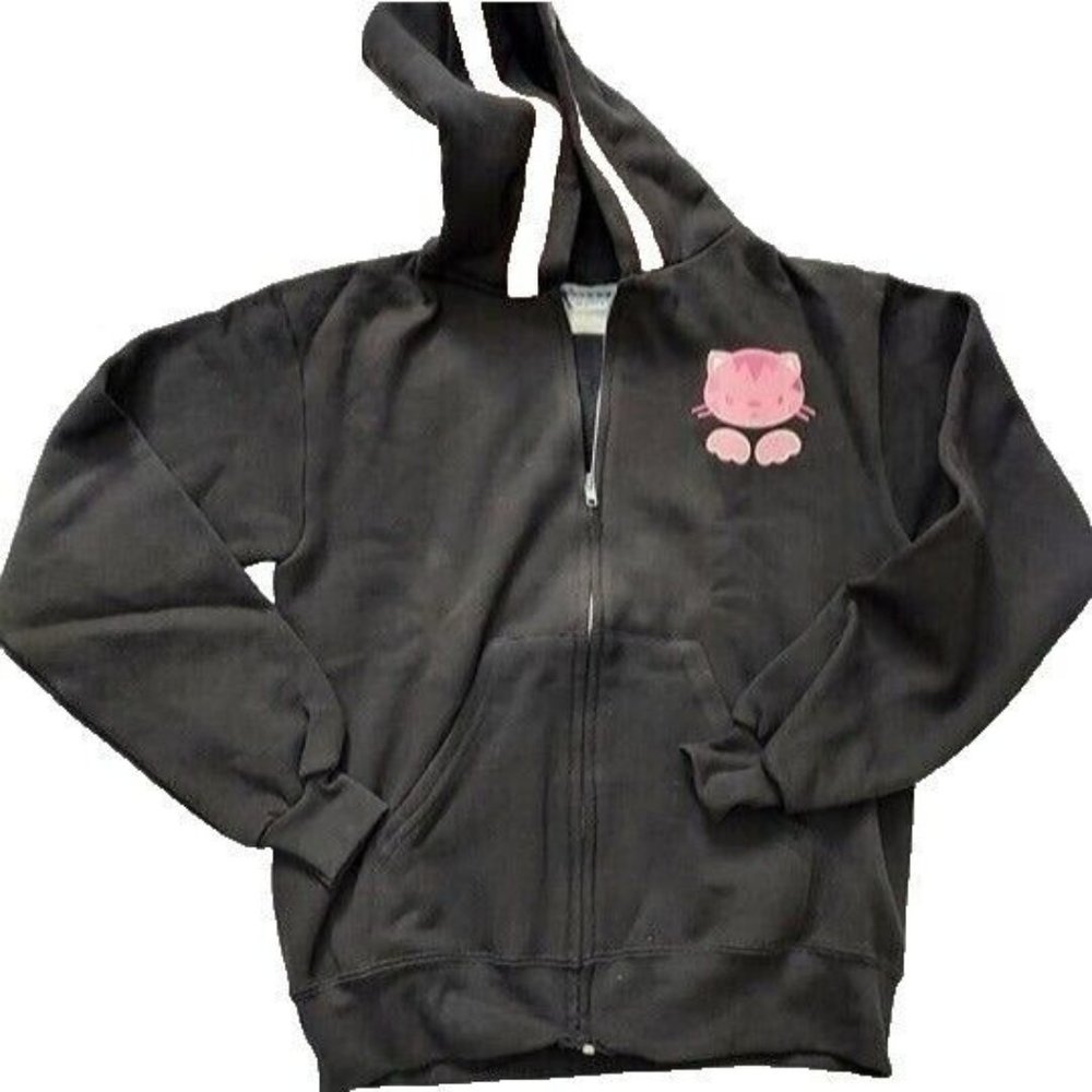 Vintage In Vitro Corp Pink Full Zip Up Hoodie, Black, Size Large